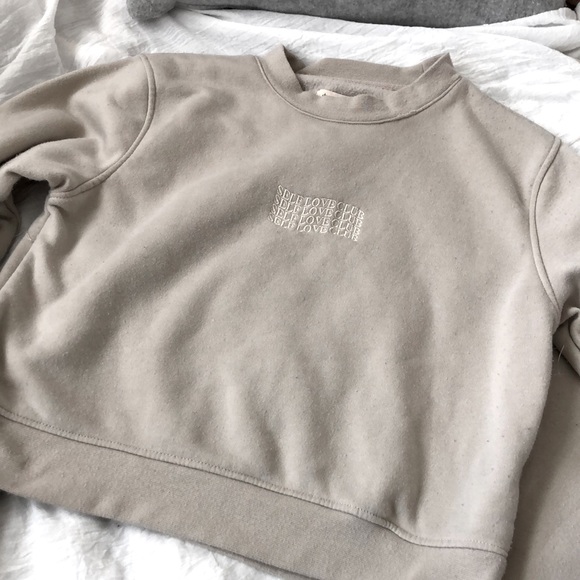 self love club beige tan sweatshirt - Picture 1 of 6